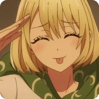 😜 Anime, Dziewczyna, Słodka, Język, Uśmiech, Pozdrowienie telegram sticker