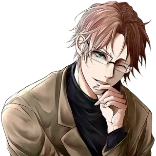 😉 anime, man, glasses, character, winking, digital art telegram sticker