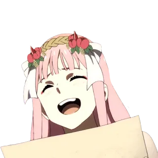 😆 Zero Two Darling in the Franxx anime, girl, smile, cute telegram sticker