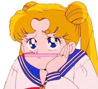 😶 Sailor Moon อนิเมะ, การ์ตูน, เซเลอร์มูน, ตัวละคร, คิด, ปากกา telegram sticker