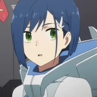 🥡 Ichigo Darling in the Franxx anime, Ichigo, Darling in the Franxx, blue hair, green eyes telegram sticker
