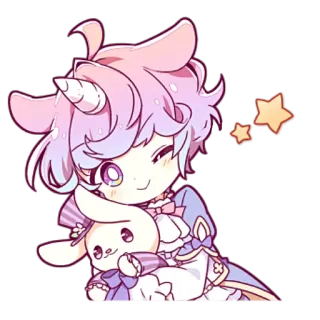 🤗 kawaii, Anime, Pastell, süß, Einhorn, Hase, Chibi, Figur telegram sticker