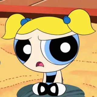 ❄️ Bubbles The Powerpuff Girls мультфильм, Пузырёк, Суперкрошки, персонаж, грустный, милый telegram sticker