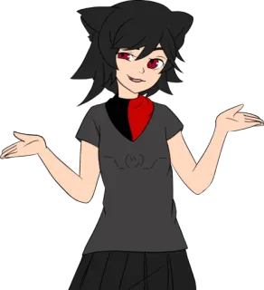 🤷‍♀️ Anime, Chica, Orejas de gato, Encogiéndose de hombros, Personaje, Dibujos animados whatsapp sticker