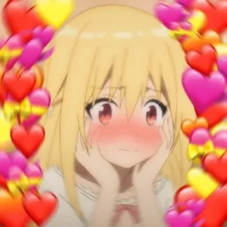 😳 anime, cute, blush, love, hearts, cartoon, girl telegram sticker