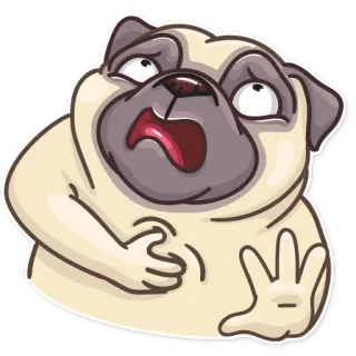 😨 pug, cachorro, desenho animado, animal, adesivo, triste, emoção telegram sticker