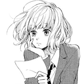 🤔 anime girl, school uniform, manga, sketch, illustration, drawing telegram sticker
