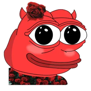 😈 Pepe the Frog pepe, duivel, kikker, rozen, meme, rood, cartoon telegram sticker