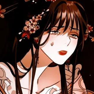 💐 mulher, retrato, rosto, flor, triste, lágrimas whatsapp sticker