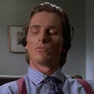 🎧 Patrick Bateman American Psycho patrick bateman, american psycho, kopfhörer, zuhören, entspannen whatsapp sticker