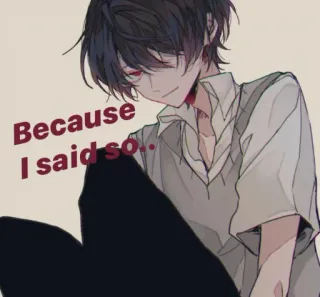 😐 Because I said so.. anime, chico, actitud, porque lo digo yo, dibujos animados telegram sticker