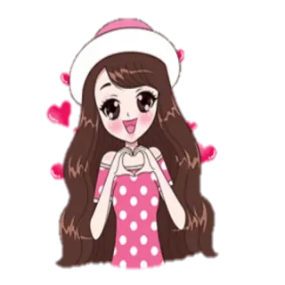 ❣ desenho animado, anime, garota, amor, corações, fofo, kawaii telegram sticker