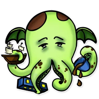 😔 Cthulhu Cthulhu, polvo, monstro, sobrenatural, horror telegram sticker
