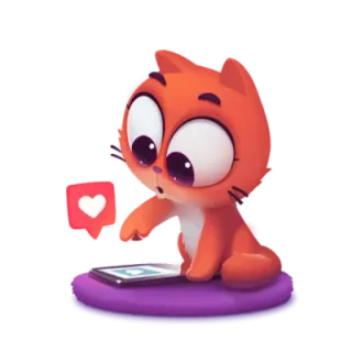 💟 cat, cartoon, cute, animal, sticker, like, social media, heart telegram sticker