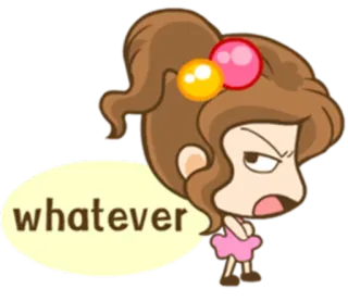 😒 whatever hoạt hình, cô gái, tùy ý, tức giận, biểu cảm telegram sticker
