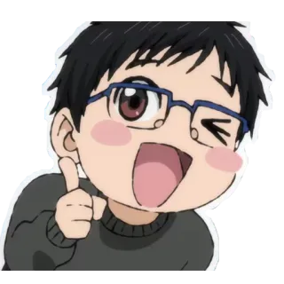 😃 Yuri Katsuki Yuri on Ice Аниме, Мультфильм, Yuri on Ice, Юрий Кацуки, Персонаж, Наклейка whatsapp sticker