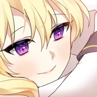 🥡 Anime, Mangá, Personagem, Cabelo loiro, Olhos roxos, Retrato telegram sticker