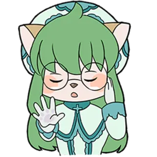 🧐 kucing, kacamata, rambut hijau, imut, kartun, karakter telegram sticker