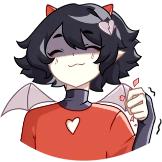 🙂 anime style, demon, heart, wings, sparkles, cute telegram sticker
