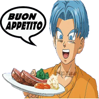 🍝 Trunks Dragon Ball BUON APPETITO Dragon Ball, Trunks, anime, food, Buon Appetito telegram sticker