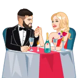 ❤️ couple, date, dinner, romance, celebration, love, relationship telegram sticker