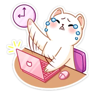 😭 кот, ноутбук, компьютер, плачет, стол, работа, дедлайн, в стрессе telegram sticker