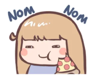 😋 Nom Nom comendo, pizza, desenho animado, fofo, comida, nham, feliz telegram sticker
