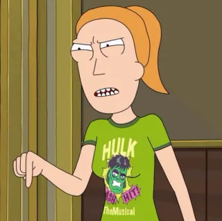 😡 Summer Smith Rick and Morty HULK animated, cartoon, funny, humor, character, summer smith, rick and morty, hulk telegram sticker