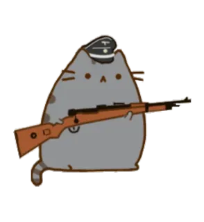 🇩🇪 猫, 武器, 銃, 漫画, 制服 telegram sticker