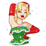 🎄 рождество, дед мороз, женщина, праздник, праздничный, огни, мультфильм whatsapp sticker