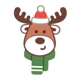🦌 renna, natale, vacanze, inverno, carino, cartoni animati, sciarpa, festivo telegram sticker