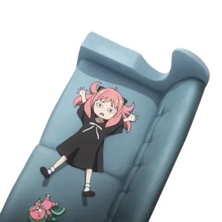 😥 Anya anime, kartun, gadis, anak-anak, sofa, berbaring whatsapp sticker