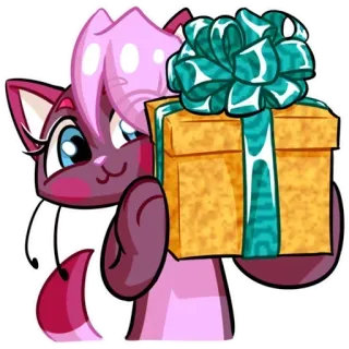 🎁 мультфильм, подарок, кот, милый, животное, презент whatsapp sticker