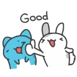 👍 Good зайчик, кошка, хорошо, добрый, милый whatsapp sticker