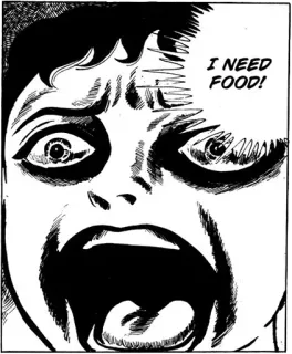 😫 I NEED FOOD! Manga, Hungrig, Schrei, Horror, Essen telegram sticker