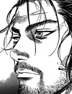 ⚔ Miyamoto Musashi Vagabond Samurái, Manga, Guerrero, Japón, Espada whatsapp sticker