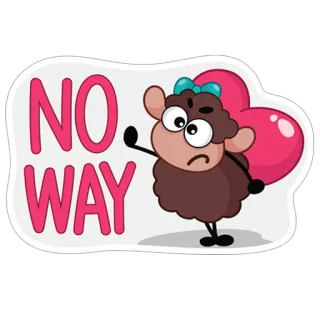 😊 NO WAY sheep, cartoon, no, way, animal, denial whatsapp sticker