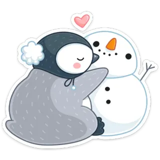 🤗 пингвин, снеговик, зима, любовь, милый, мультфильм whatsapp sticker