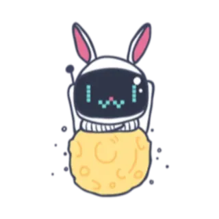 🐰 coelho, astronauta, lua, fofo, espaço, animal, kawaii telegram sticker