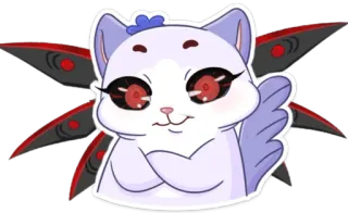 🤨 gato, kawaii, anime, fofo, chibi, asas, desenho animado whatsapp sticker