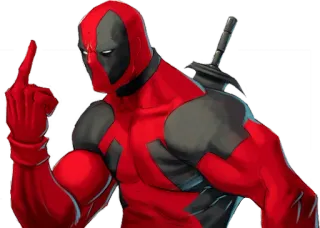 👆 Deadpool Deadpool, Marvel, antihero, comic book, sword, middle finger, offensive telegram sticker