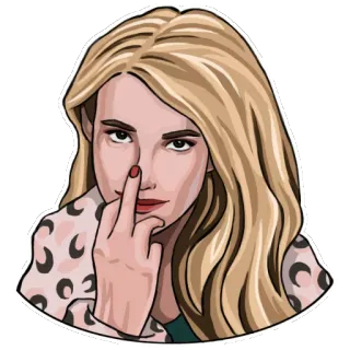 🖕 mujer, rubia, dedo corazón, grosero, gesto, retrato telegram sticker