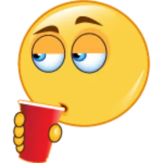 😒 emoji, drinking, red cup, party, sluggish telegram sticker