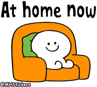 🏠 At home now desenho animado, casa, relaxar, sofá, feliz, relaxar, personagem telegram sticker