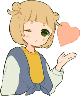 😘 Dessin animé, Mignon, Animé, Personnage, Fille, Coeur, Kawaii, Clin d'oeil telegram sticker