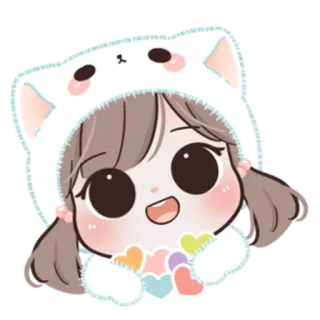 🍥 fofo, desenho animado, garota, kawaii, corações, anime, chibi whatsapp sticker