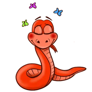 😌 serpent, animal, reptile, dessin animé, papillons, mignon whatsapp sticker