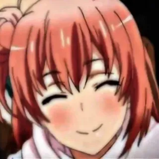 🖇 anime meisje, glimlachend, schattig, cartoon, roze haar, blij telegram sticker