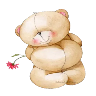 🌹 sojoeenart.tumblr.com Orsacchiotto, Amicizia, Carino, Fiore telegram sticker