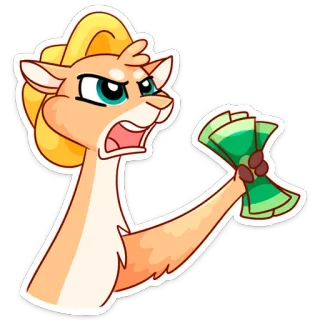 💵 animal, desenho animado, dinheiro, cervo, dólar, ganância, riqueza, dinheiro telegram sticker
